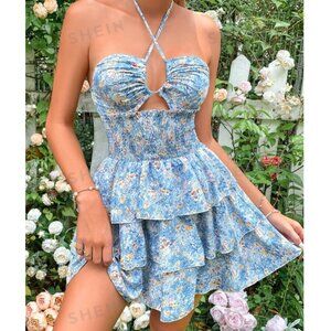 Front Cut-Out Floral Print Sundress XS NIB 🌴🍍🥥🌸🍹☀️